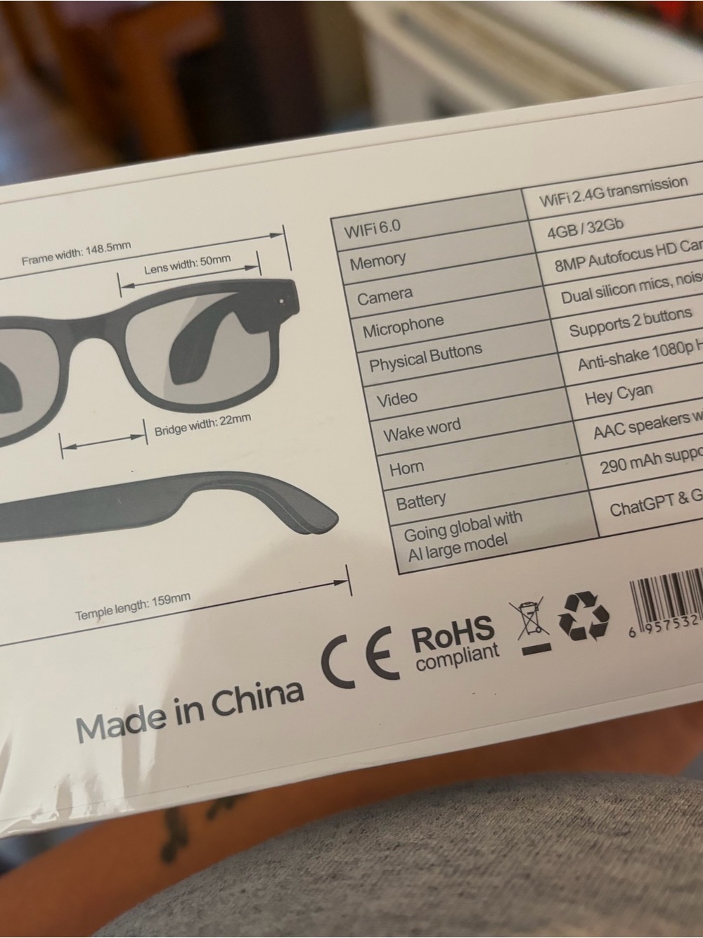 Smart Audio Sunglasses with Camera - Black